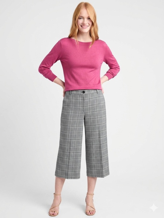 Ricki's Pants - Ricki's Plaid Wide Leg Cropped Pants Size 18